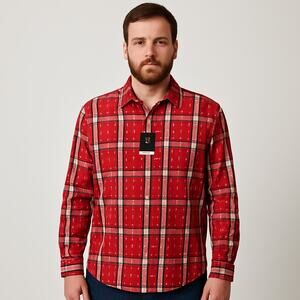 Club Room Men's Button-Down Long Sleeve Shirt – Karanda Red, Size XXL, NWT